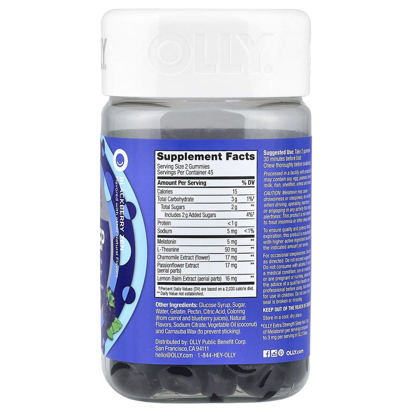 OLLY Sleep Gummies – Blackberry Zen – 90 gommes — photo 2 sur 2