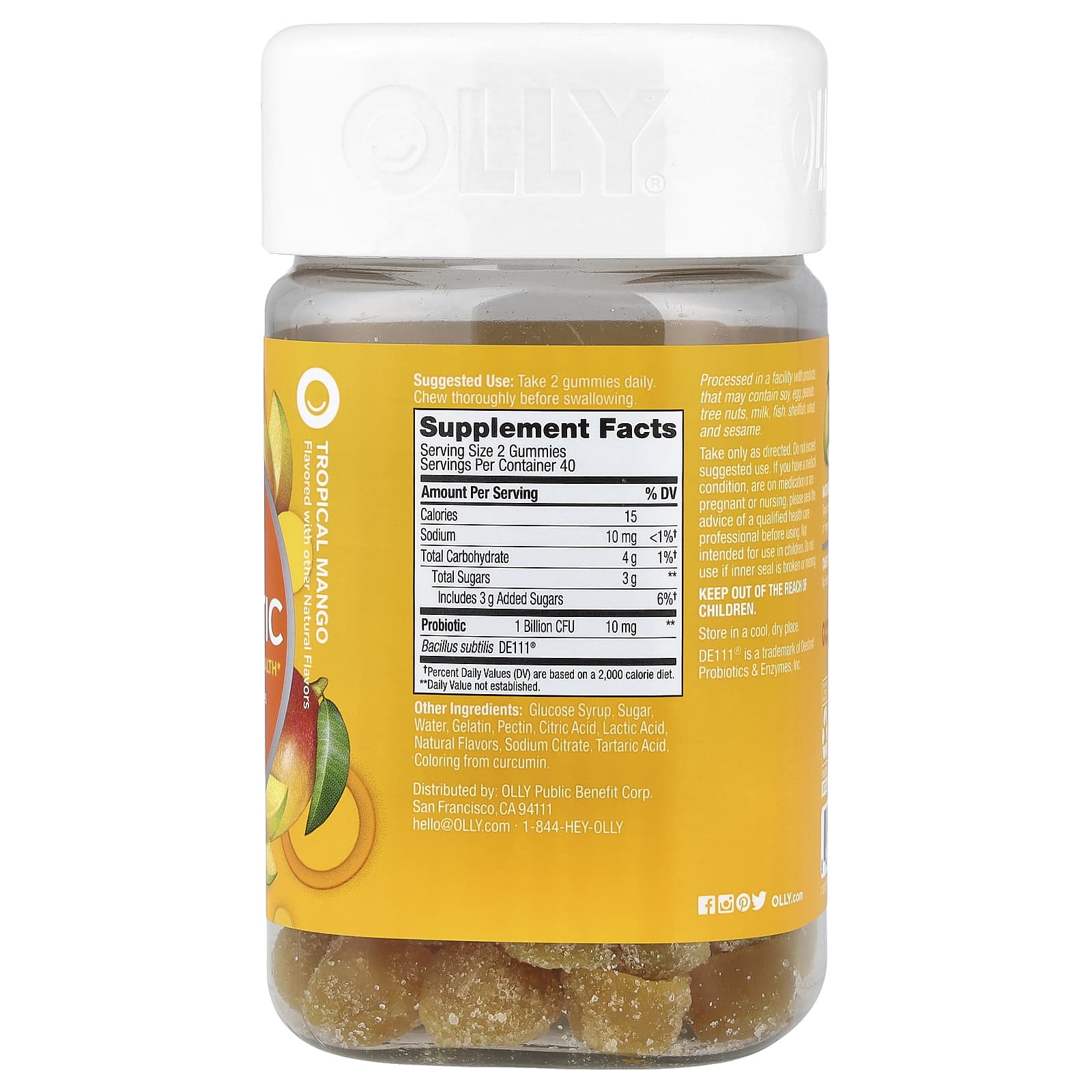 OLLY Probiotic Gummies – Tropical Mango – 80 gommes — photo 2 sur 2