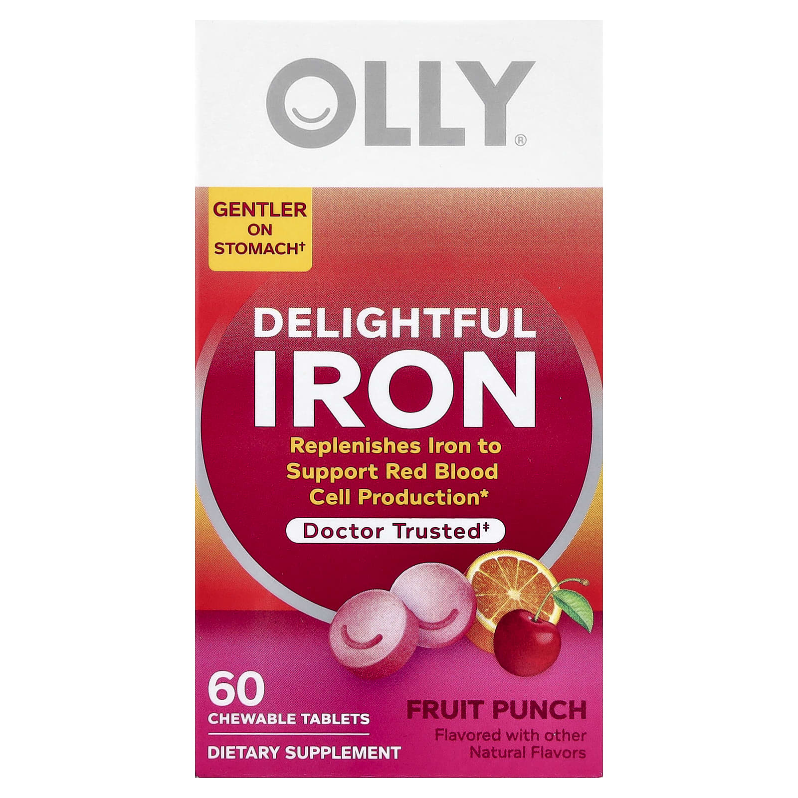OLLY Delightful Iron, Ages 4+, 60 Chewable Tablets – Fruit Punch — Tunisie