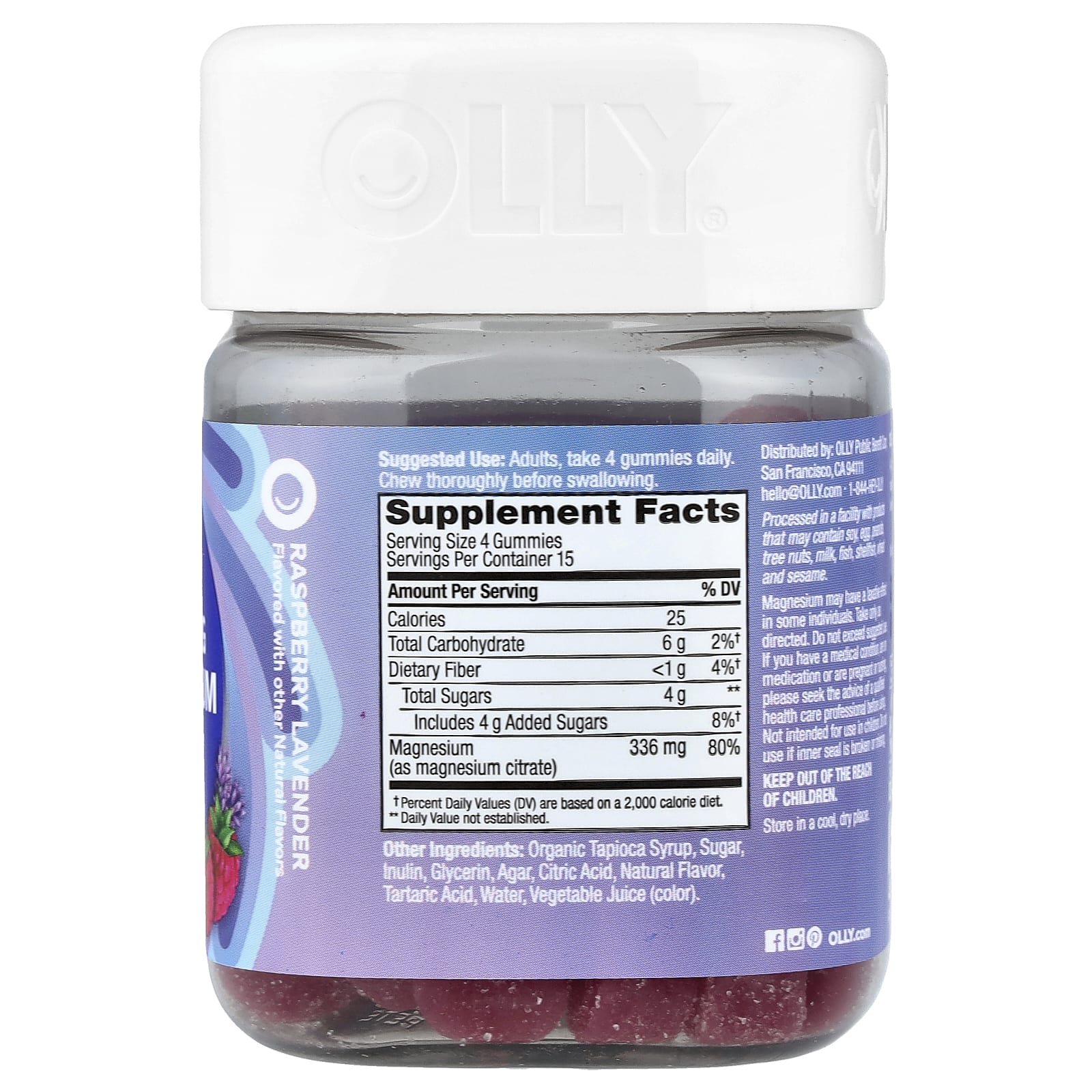 OLLY Relaxing Magnesium Gummies – Raspberry Lavender – 60 gommes — photo 2 sur 2