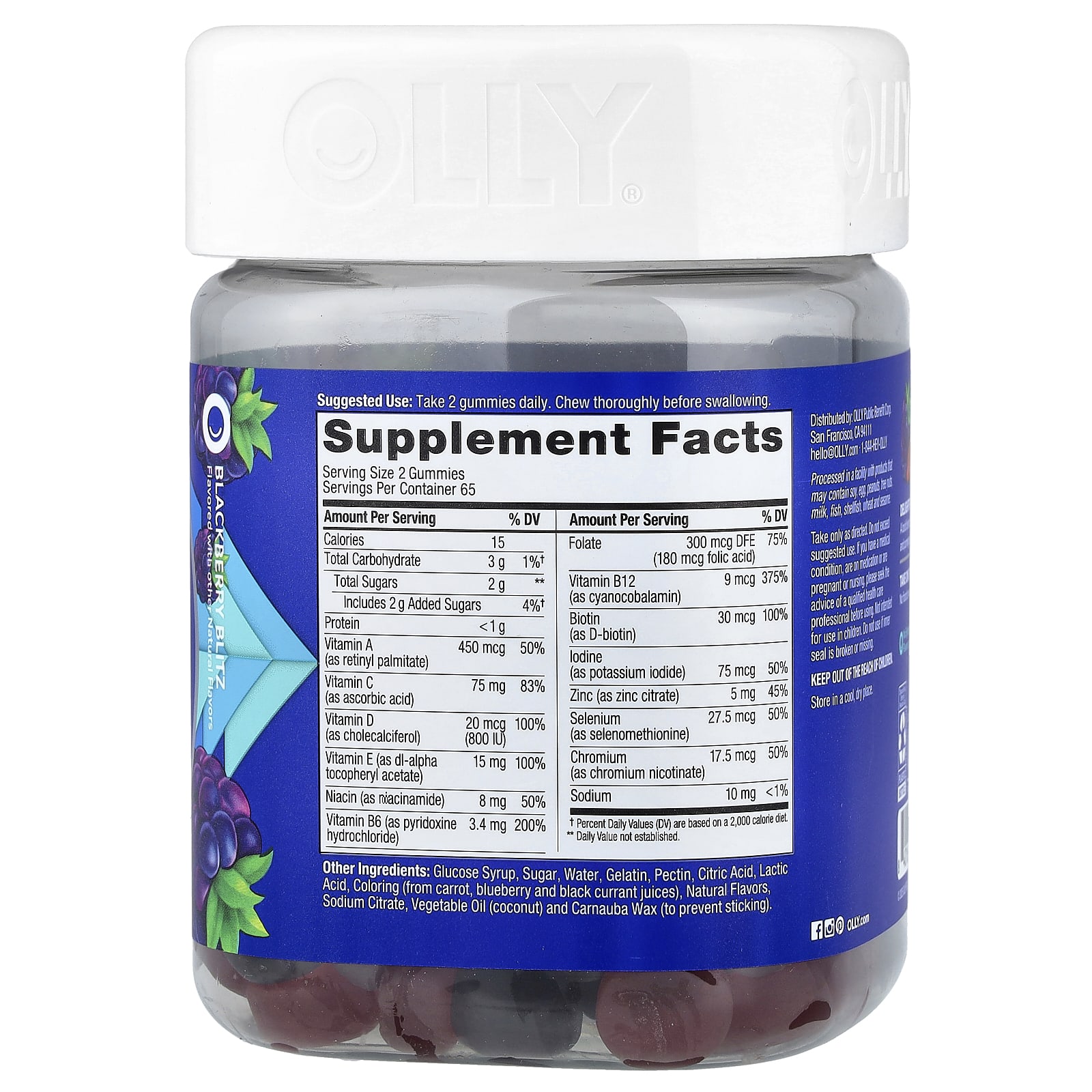 OLLY Men's Multi Gummies – Blackberry Blitz – 130 gommes — photo 2 sur 2