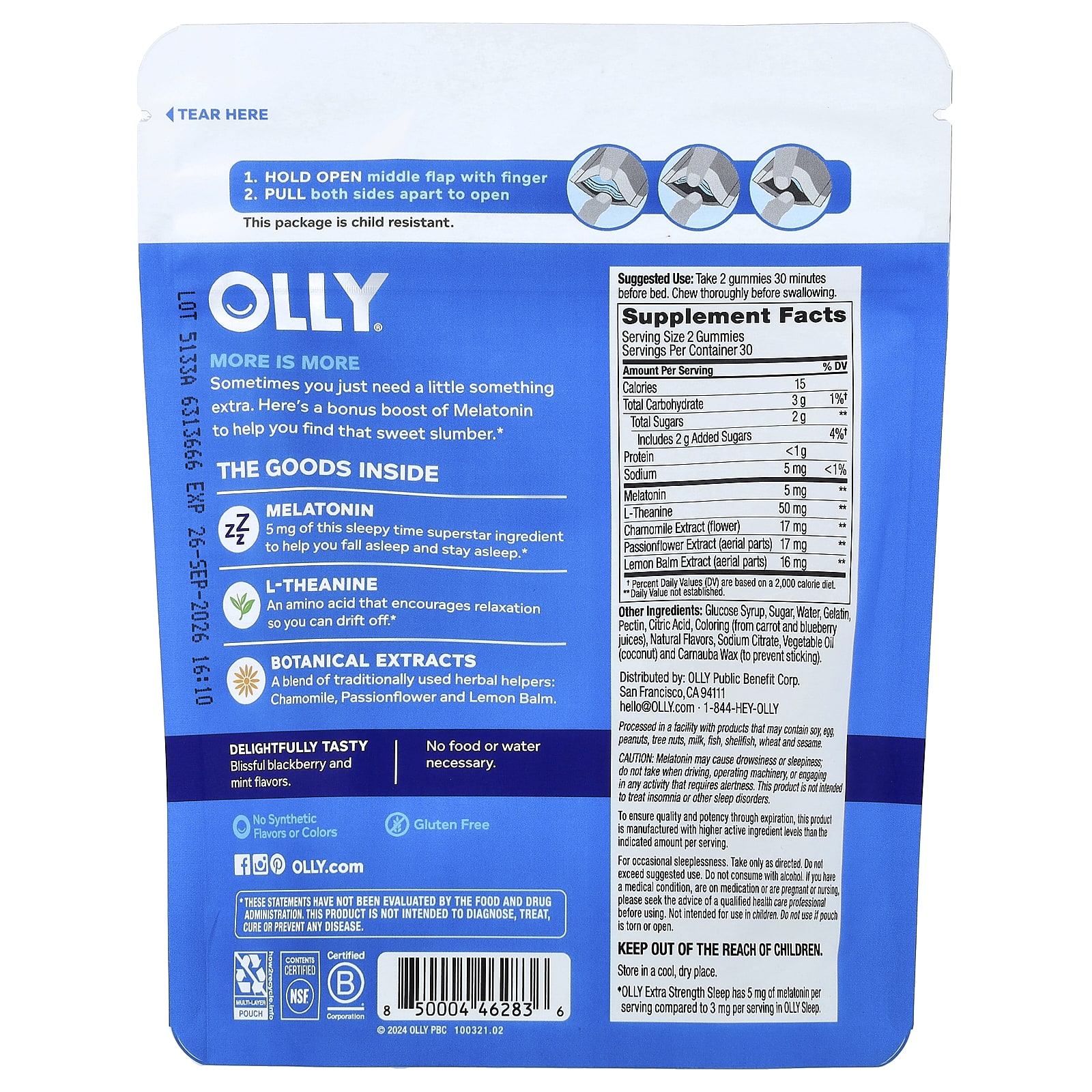 OLLY Sleep Gummies – Blackberry Zen – 60 gommes — photo 2 sur 2