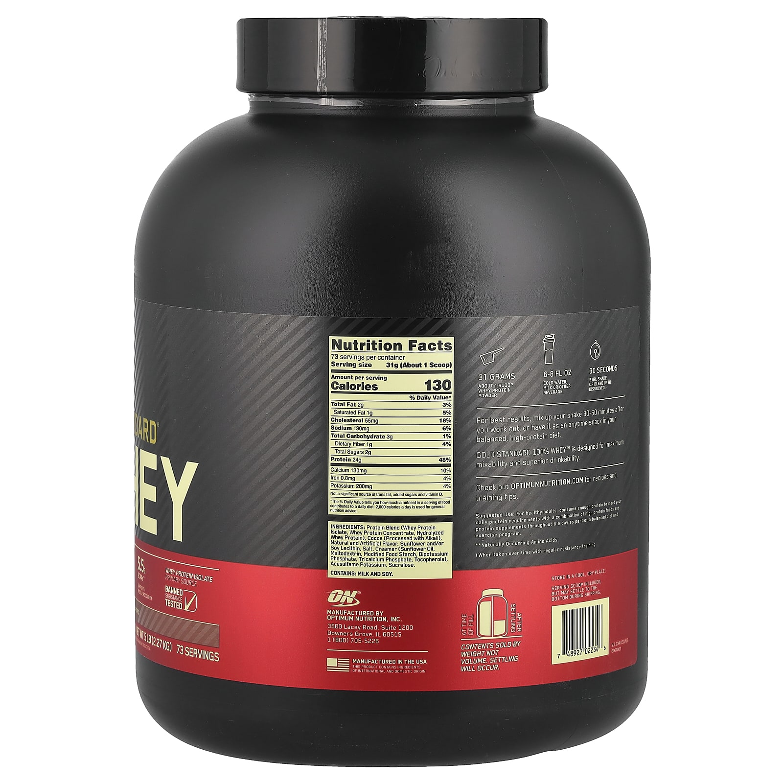 Optimum Nutrition Gold Standard 100% Whey – Chocolate Malt – 2,27 kg — photo 2 sur 2