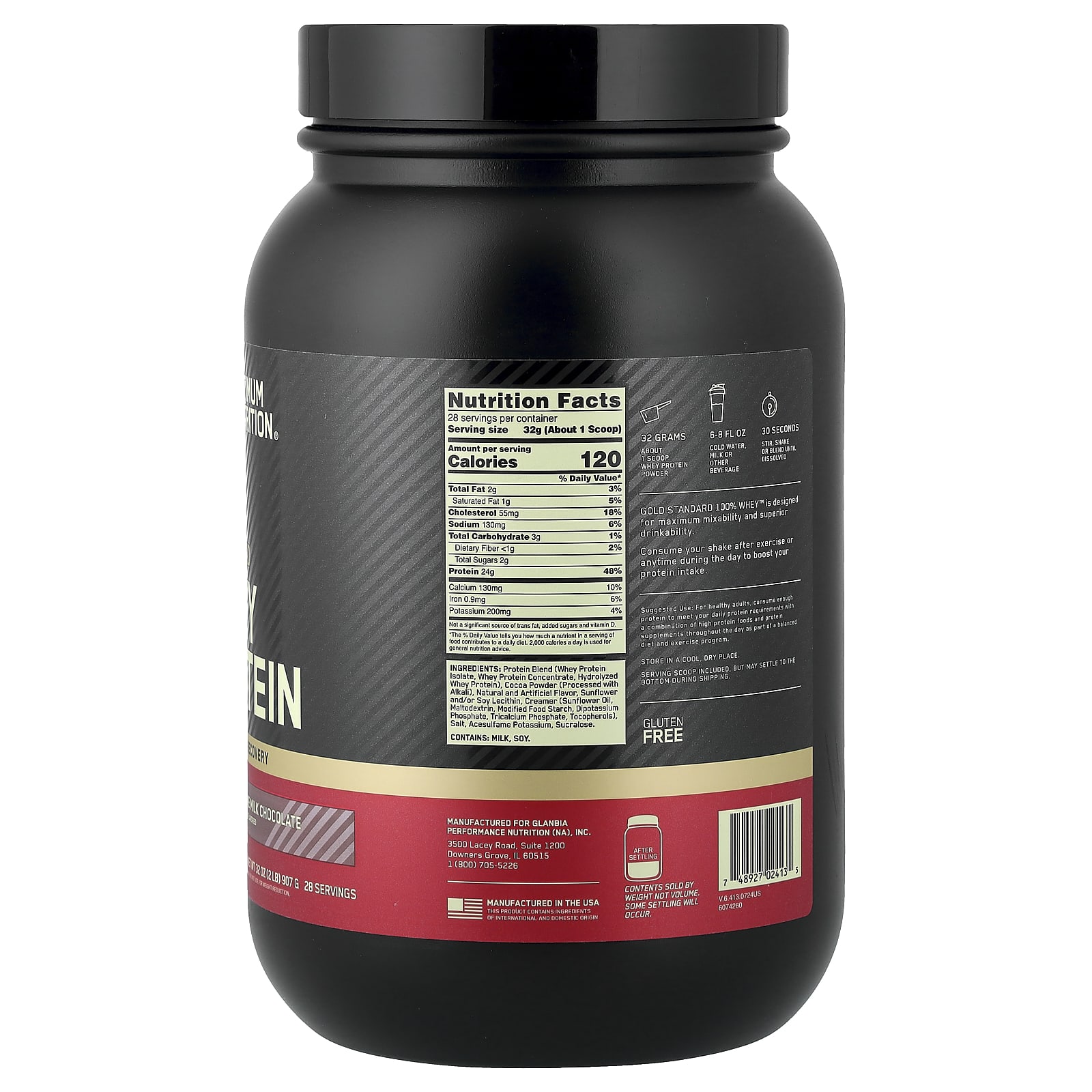 Optimum Nutrition Gold Standard 100% Whey Protein – Extreme Milk Chocolate – 907 g — photo 2 sur 2