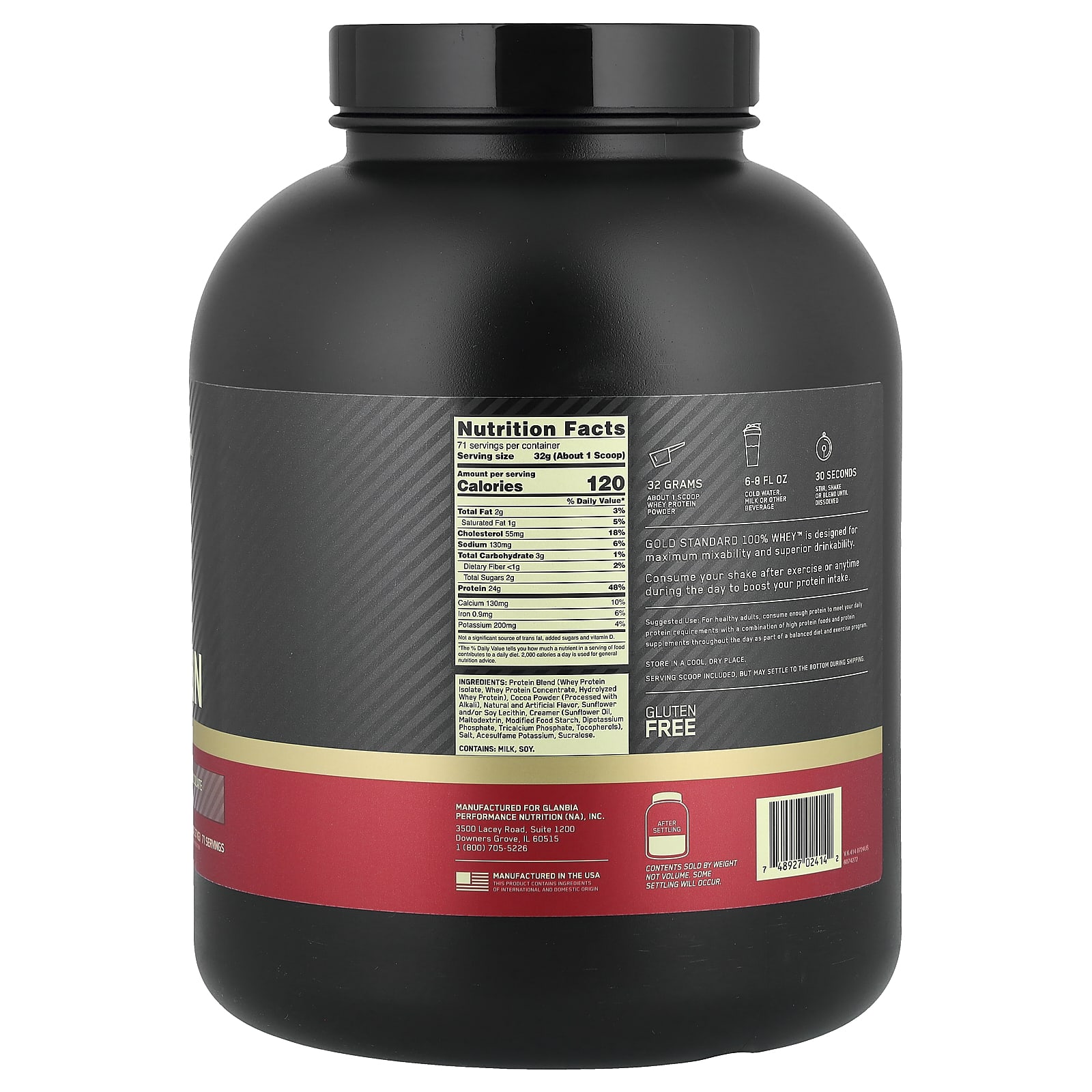 Optimum Nutrition Gold Standard 100% Whey Protein – Extreme Milk Chocolate – 2,27 kg — photo 2 sur 2