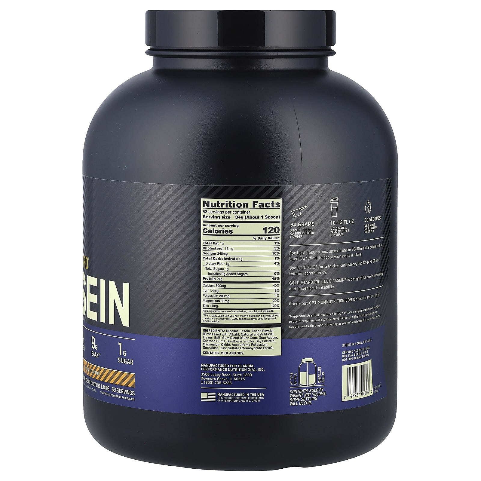 Optimum Nutrition Gold Standard 100% Casein – Chocolate Peanut Butter – 1,8 kg — photo 2 sur 2