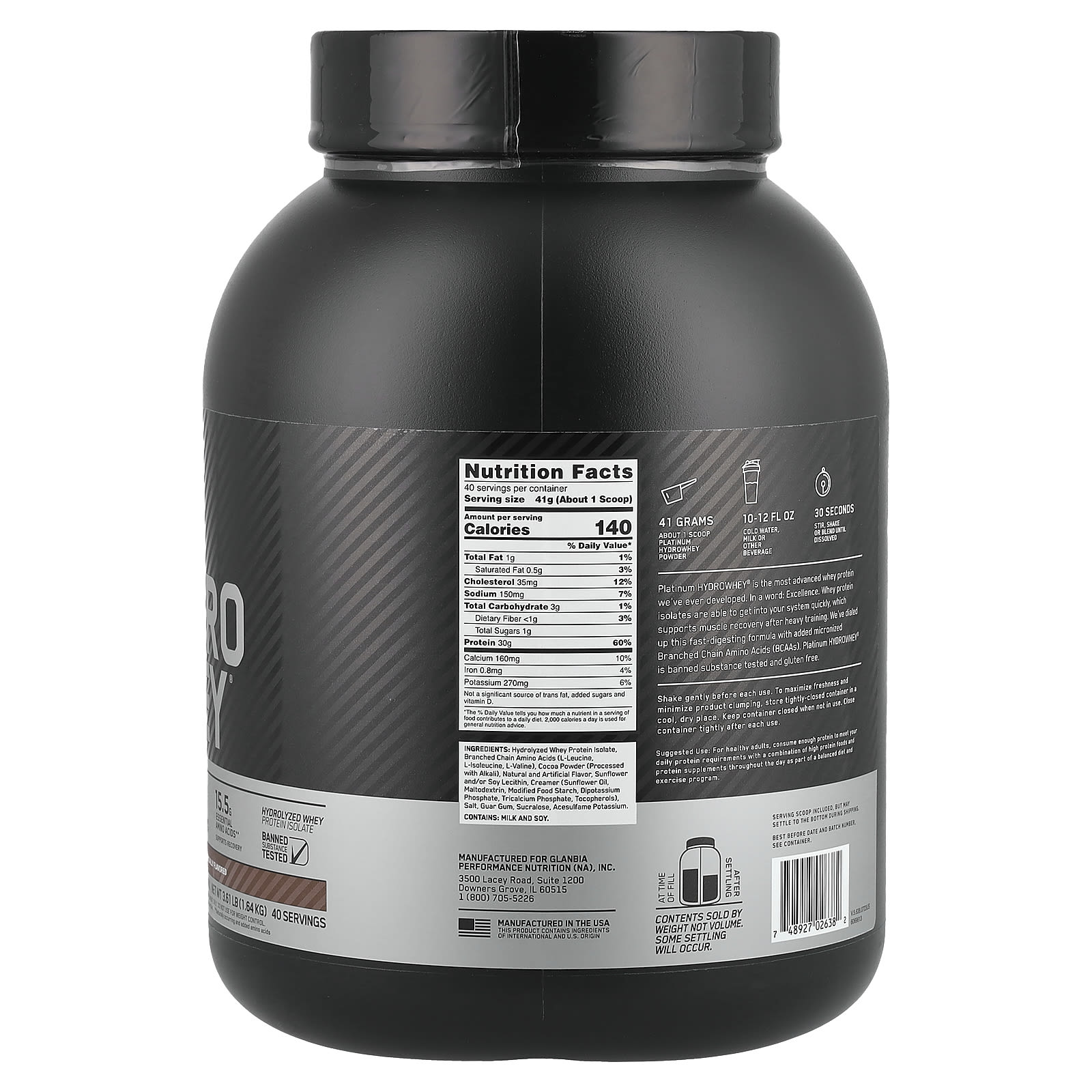Optimum Nutrition Platinum Hydro Whey – Turbo Chocolate – 1,64 kg — photo 2 sur 2