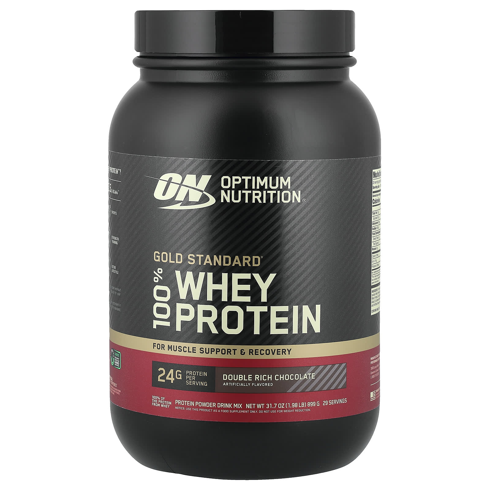 Optimum Nutrition Gold Standard 100% Whey Protein – Double Rich Chocolate – 899 g — Tunisie