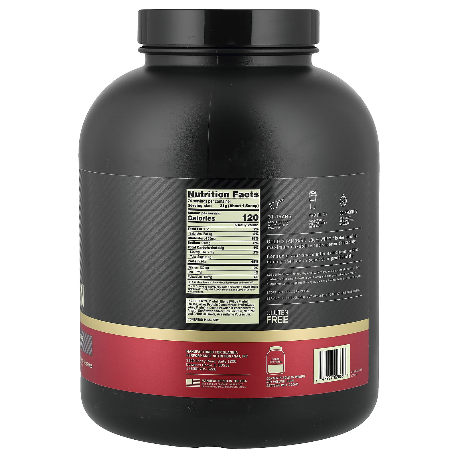 Optimum Nutrition Gold Standard 100% Whey Protein – Double Rich Chocolate – 2,29 kg — photo 2 sur 2