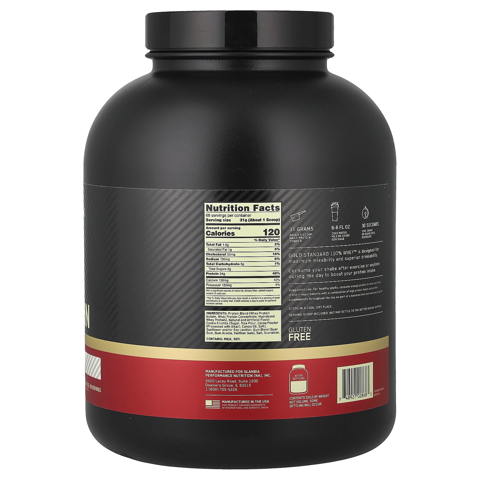 Optimum Nutrition Gold Standard 100% Whey Protein – Cookies & Cream – 2,1 kg — photo 2 sur 2