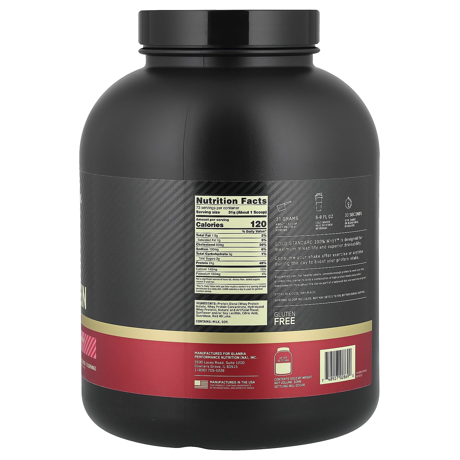 Optimum Nutrition Gold Standard 100% Whey Protein – Delicious Strawberry – 2,26 kg — photo 2 sur 2