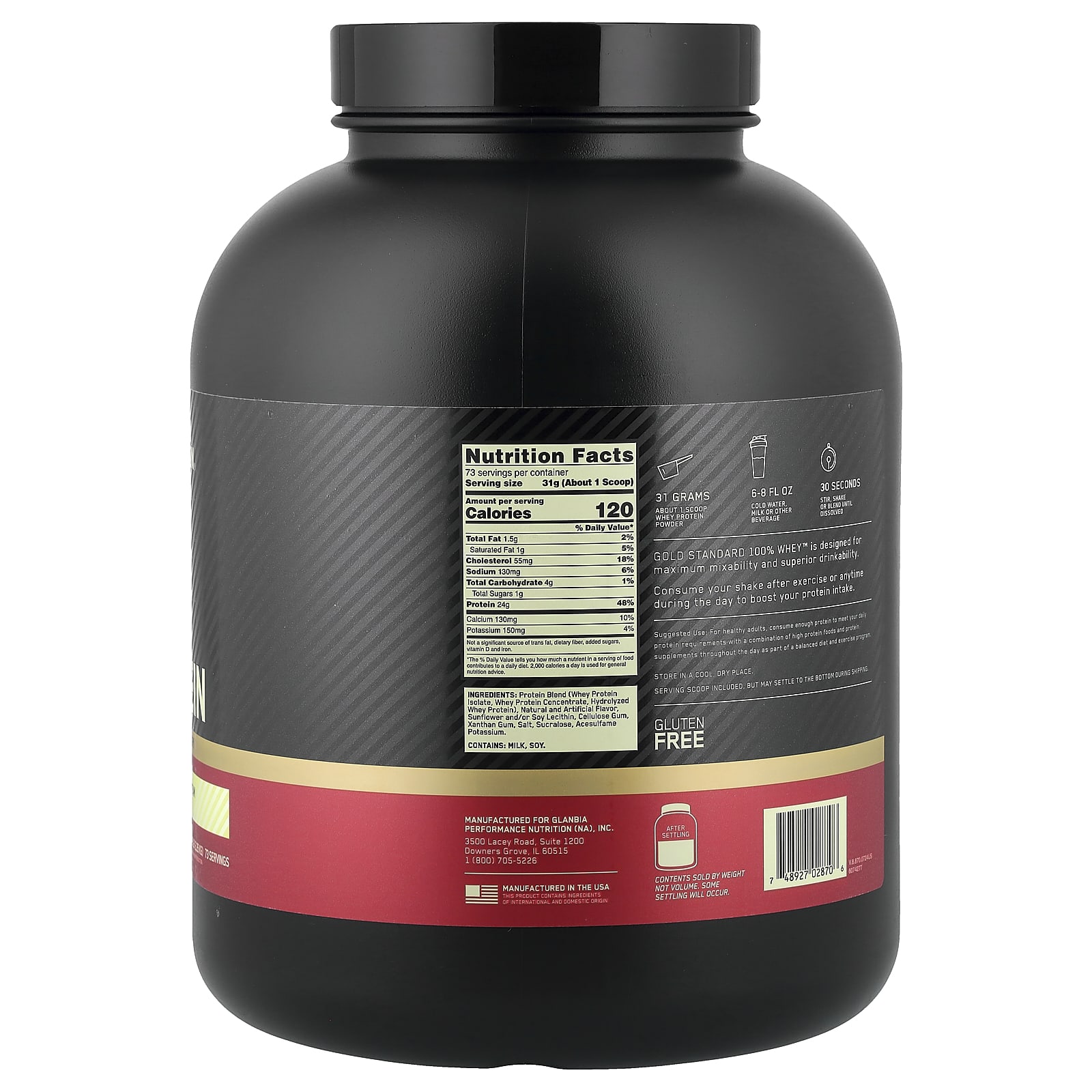 Optimum Nutrition Gold Standard 100% Whey – Vanilla Ice Cream – 2,26 kg — photo 2 sur 2