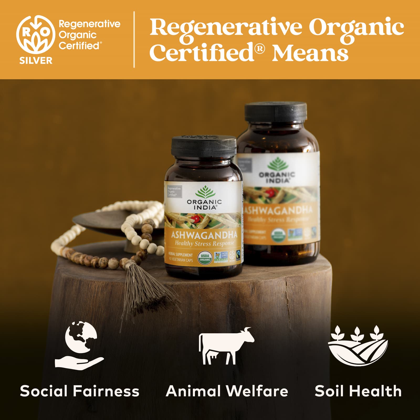 Organic India Ashwagandha, 90 Vegetarian Caps (400 mg per Capsule) — étiquette 4
