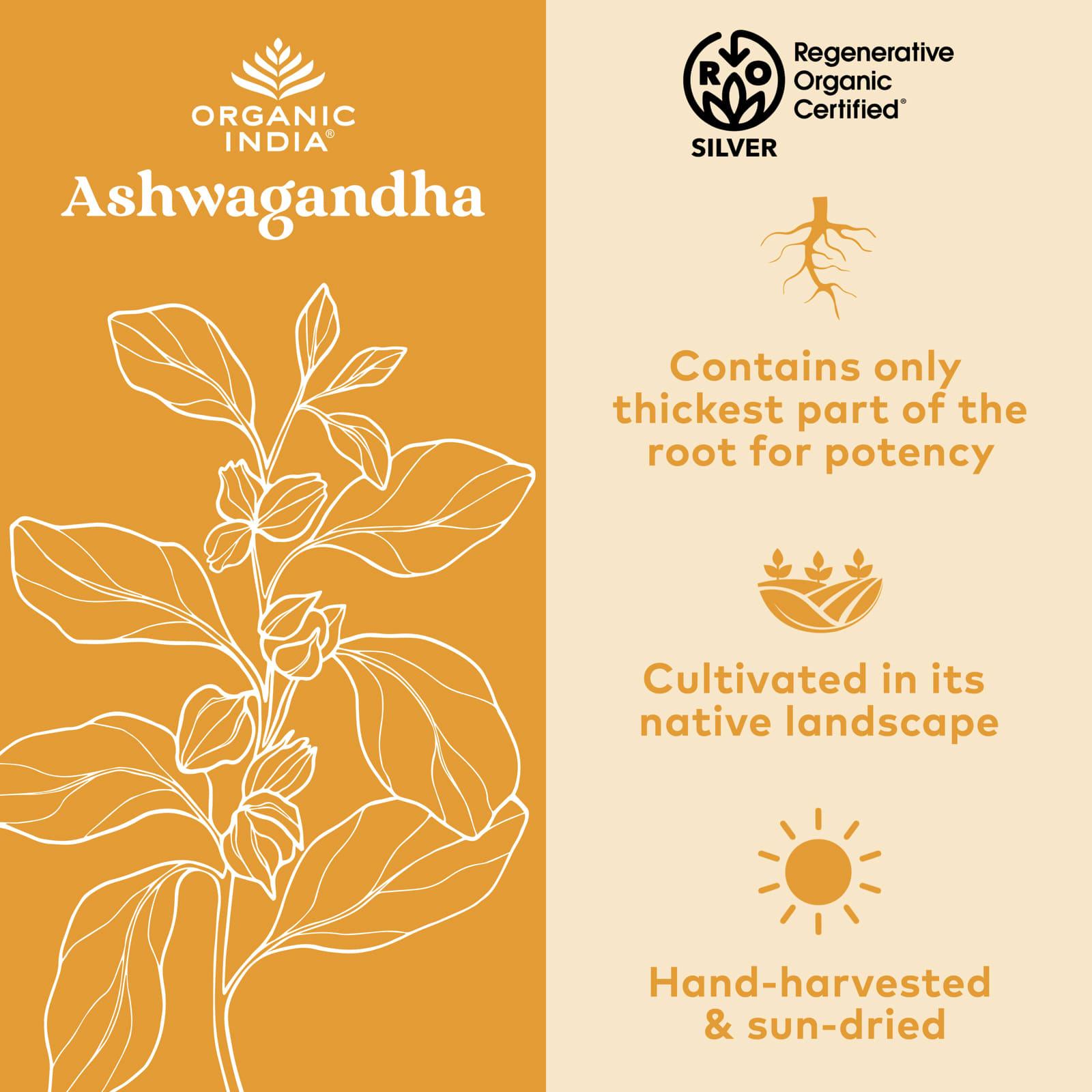 Organic India Ashwagandha, 90 Vegetarian Caps (400 mg per Capsule) — étiquette 6