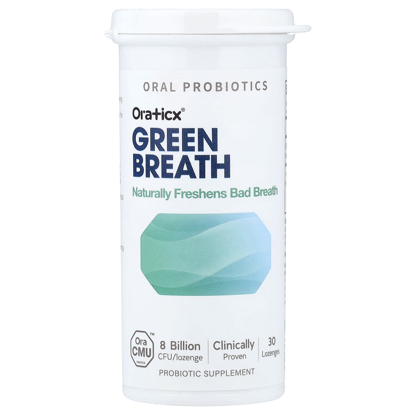 Oraticx Green Breath Oral Probiotics – Mint – 30 pastilles — étiquette 1