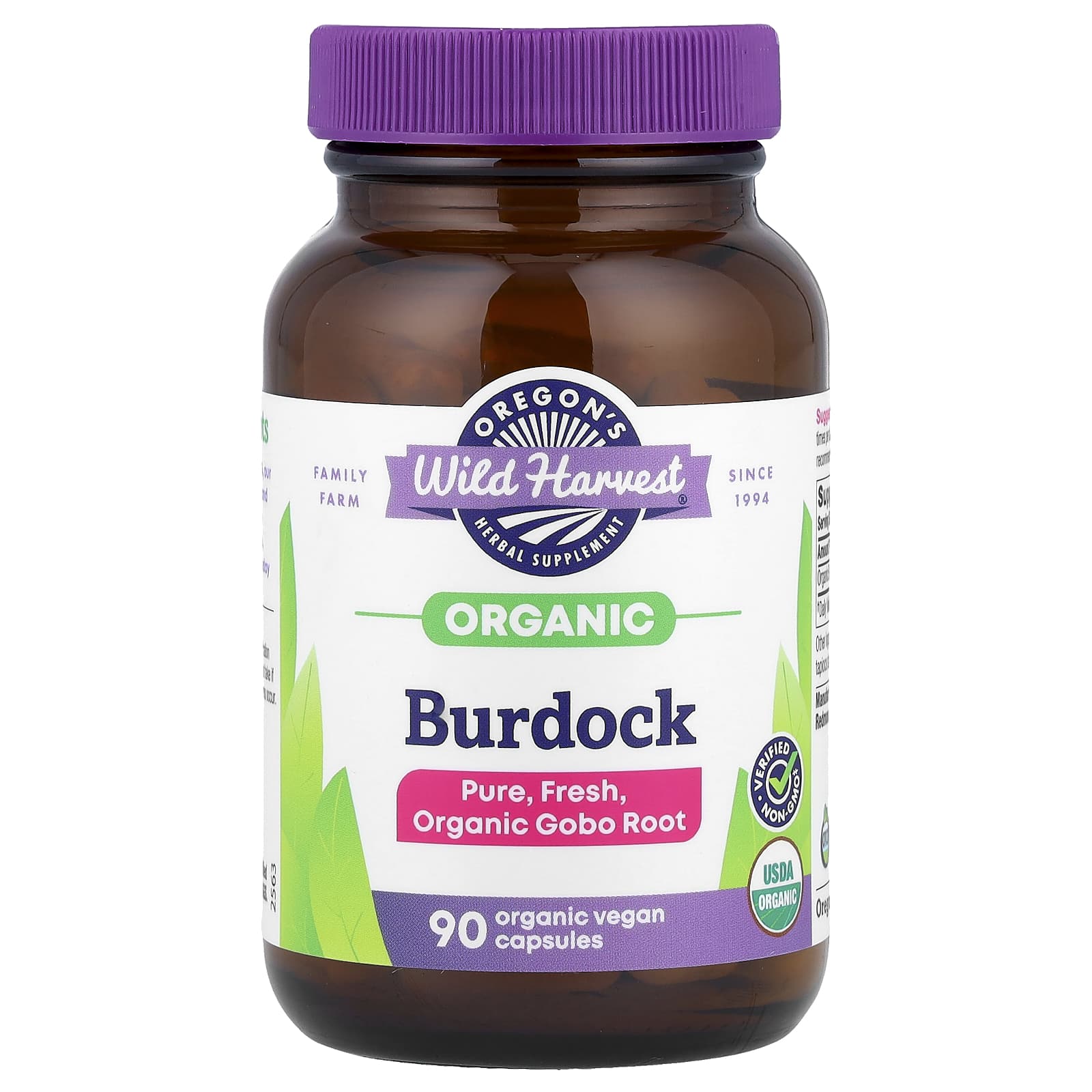Oregon's Wild Harvest Organic Burdock, 90 Organic Vegan Capsules (450 mg per Capsule) — Tunisie