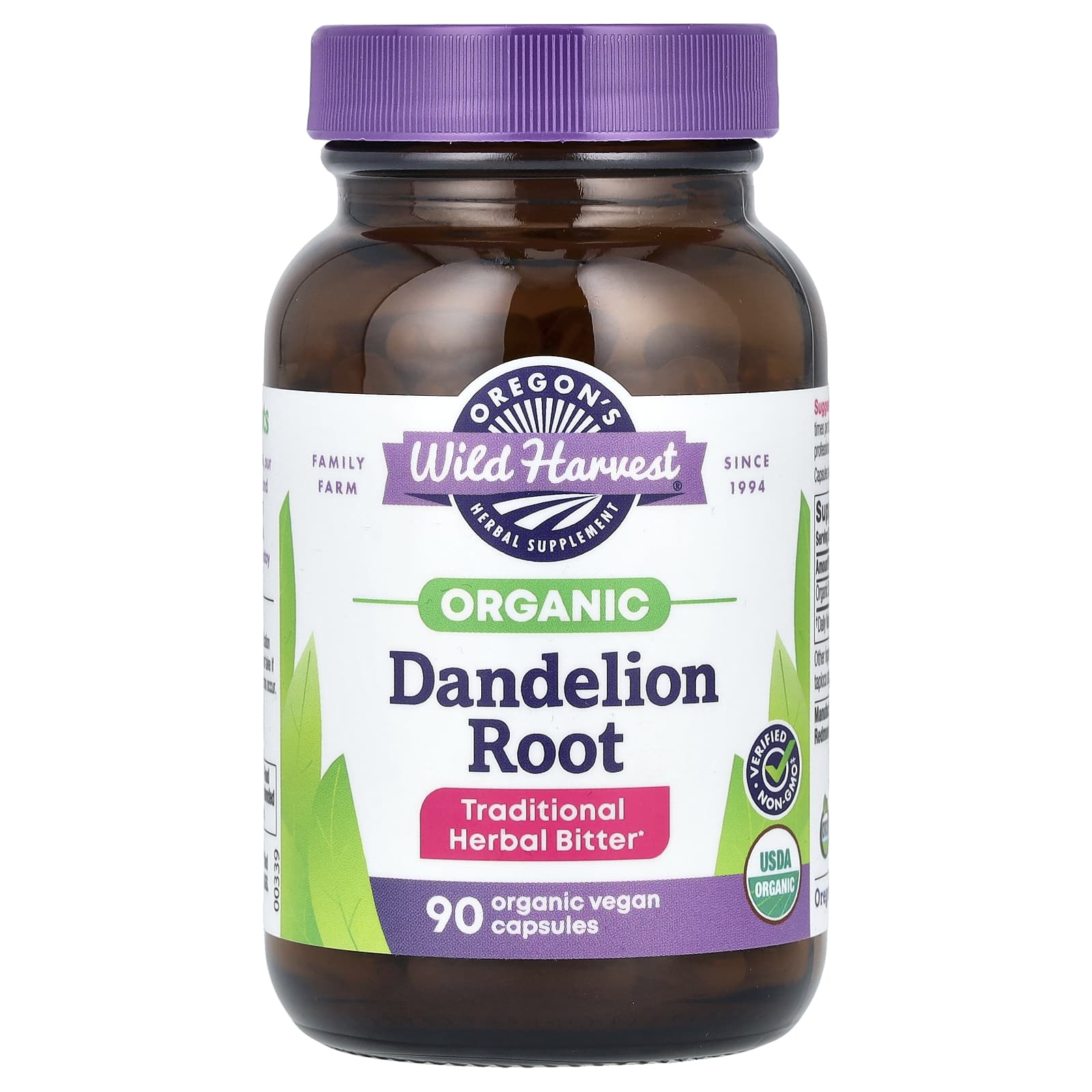Oregon's Wild Harvest Organic Dandelion Root, 90 Organic Vegan Capsules (400 mg per Capsule) — Tunisie