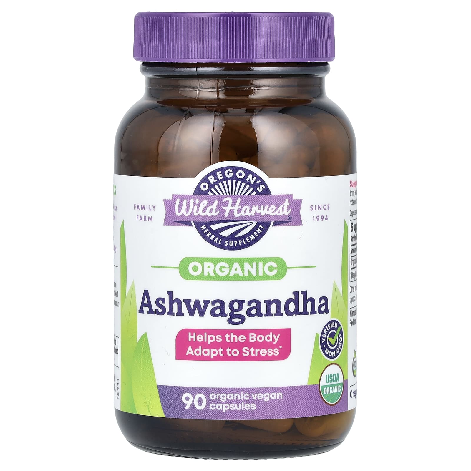 Oregon's Wild Harvest Organic Ashwagandha, 90 Organic Vegan Capsules (400 mg per Capsule) — Tunisie