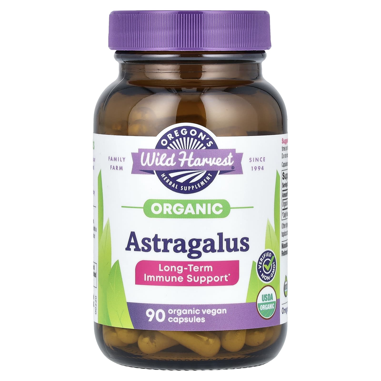 Oregon's Wild Harvest Organic Astragalus, 90 Organic Vegan Capsules (375 mg per Capsule) — Tunisie