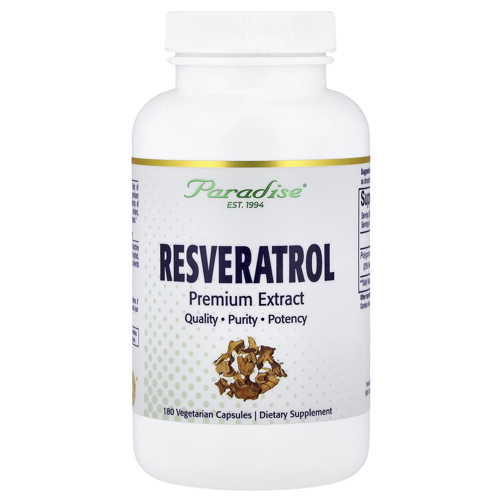 Paradise Herbs Resveratrol Premium Extract – 180 gélules végétales — Tunisie