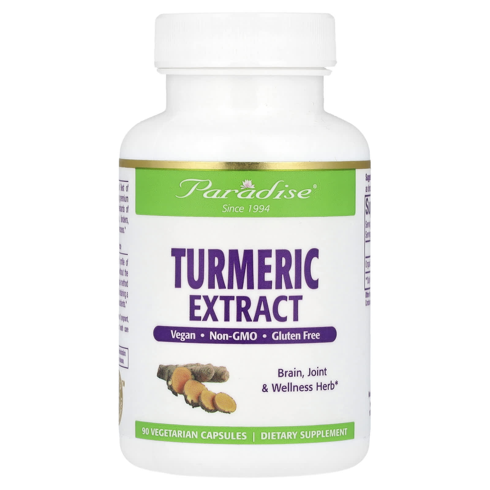 Paradise Herbs Turmeric Extract – 90 gélules végétales — Tunisie