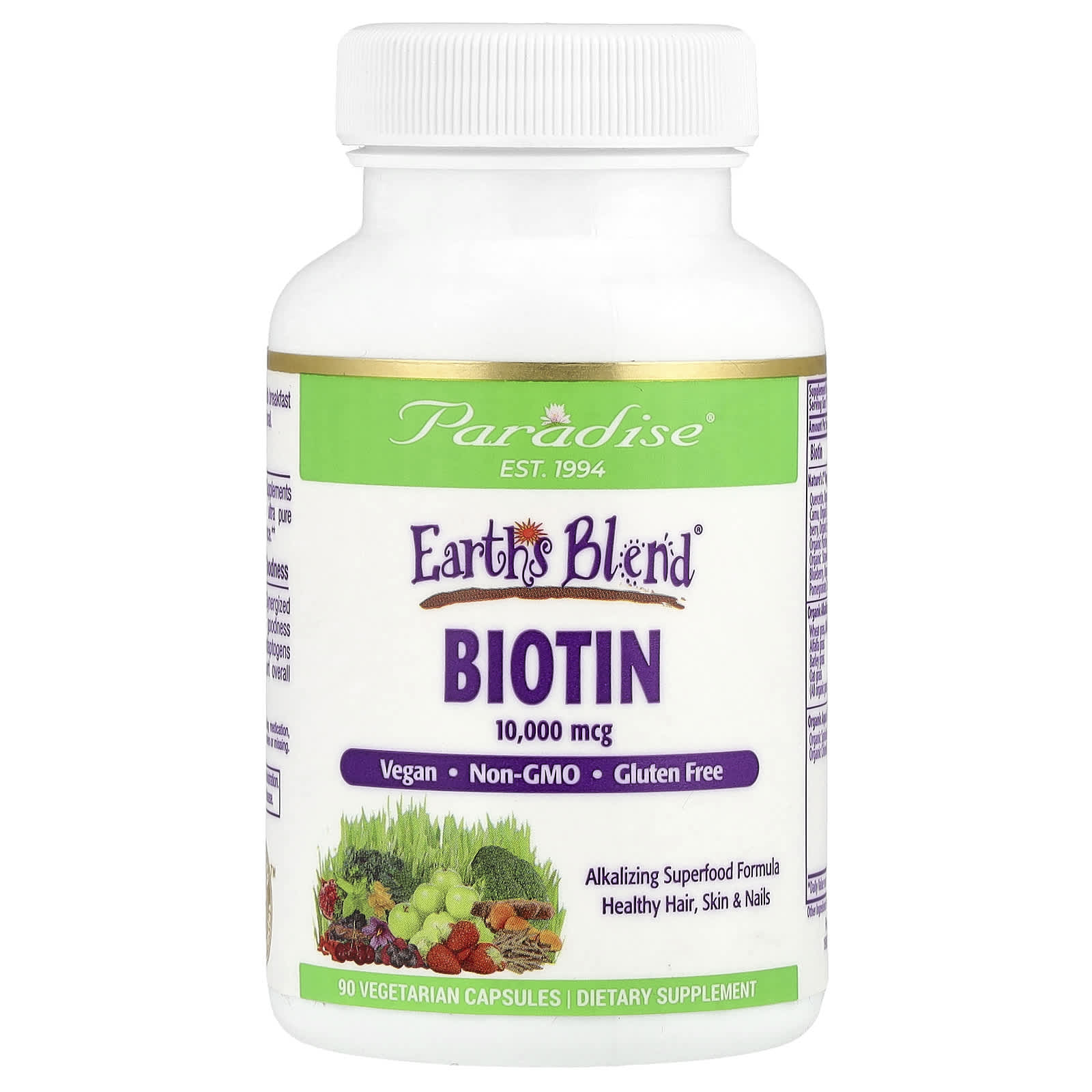Paradise Herbs Earth's Blend, Biotin – 90 gélules végétales — Tunisie