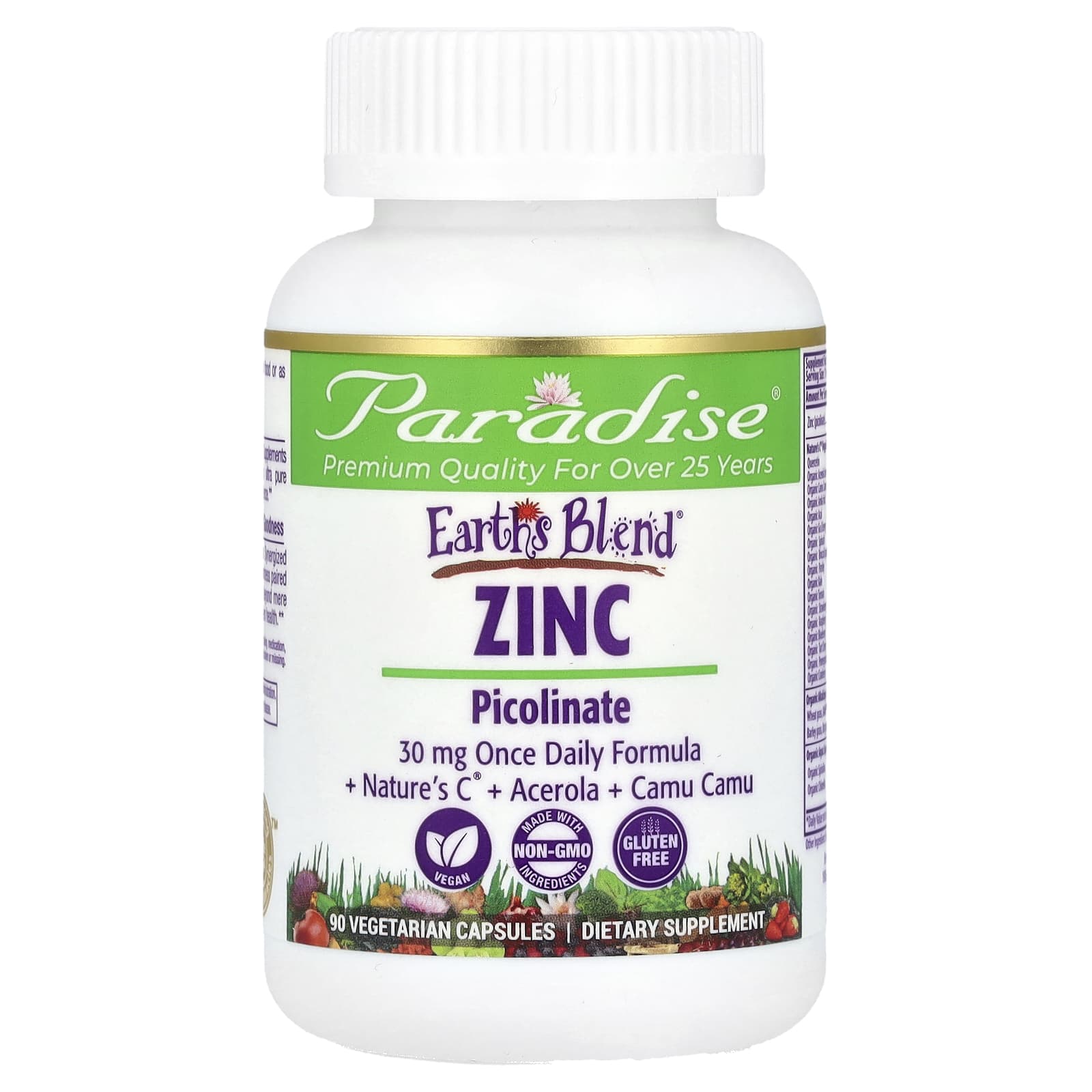Paradise Herbs Earth's Blend, Zinc Picolinate – 90 gélules végétales — Tunisie