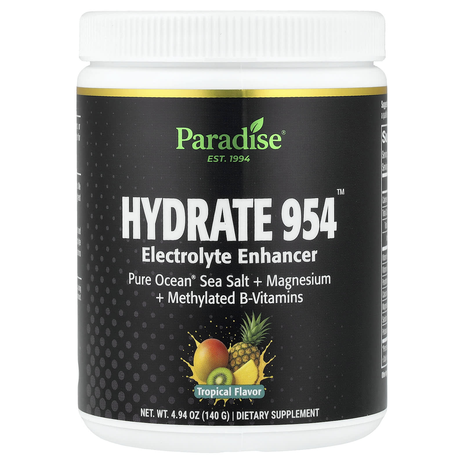 Paradise Herbs Hydrate 954, Electrolyte Enhancer – Tropical – 140 g — Tunisie