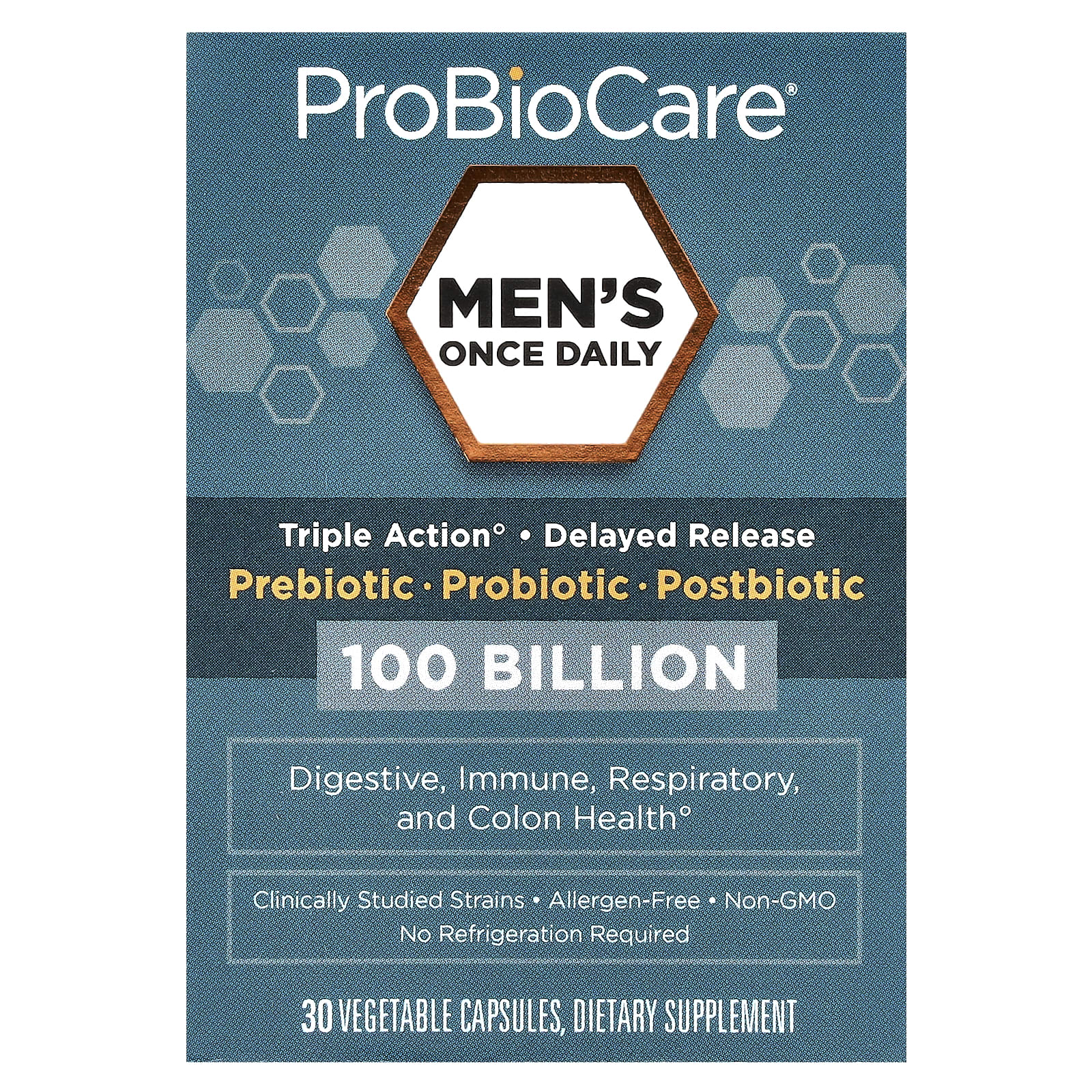 ProBioCare Men's Once Daily, Prebiotic, Probiotic, Postbiotic, 100 Billion, 30 Vegetable Capsules — Tunisie