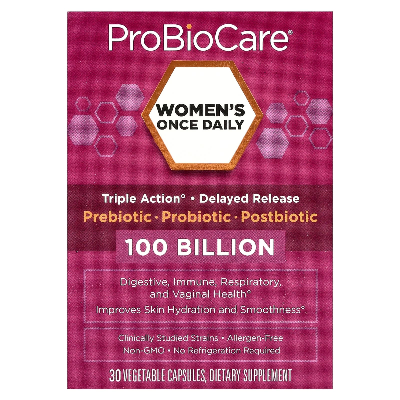 ProBioCare Women's Once Daily Probiotic, 100 Billion, 30 Vegetable Capsules — Tunisie