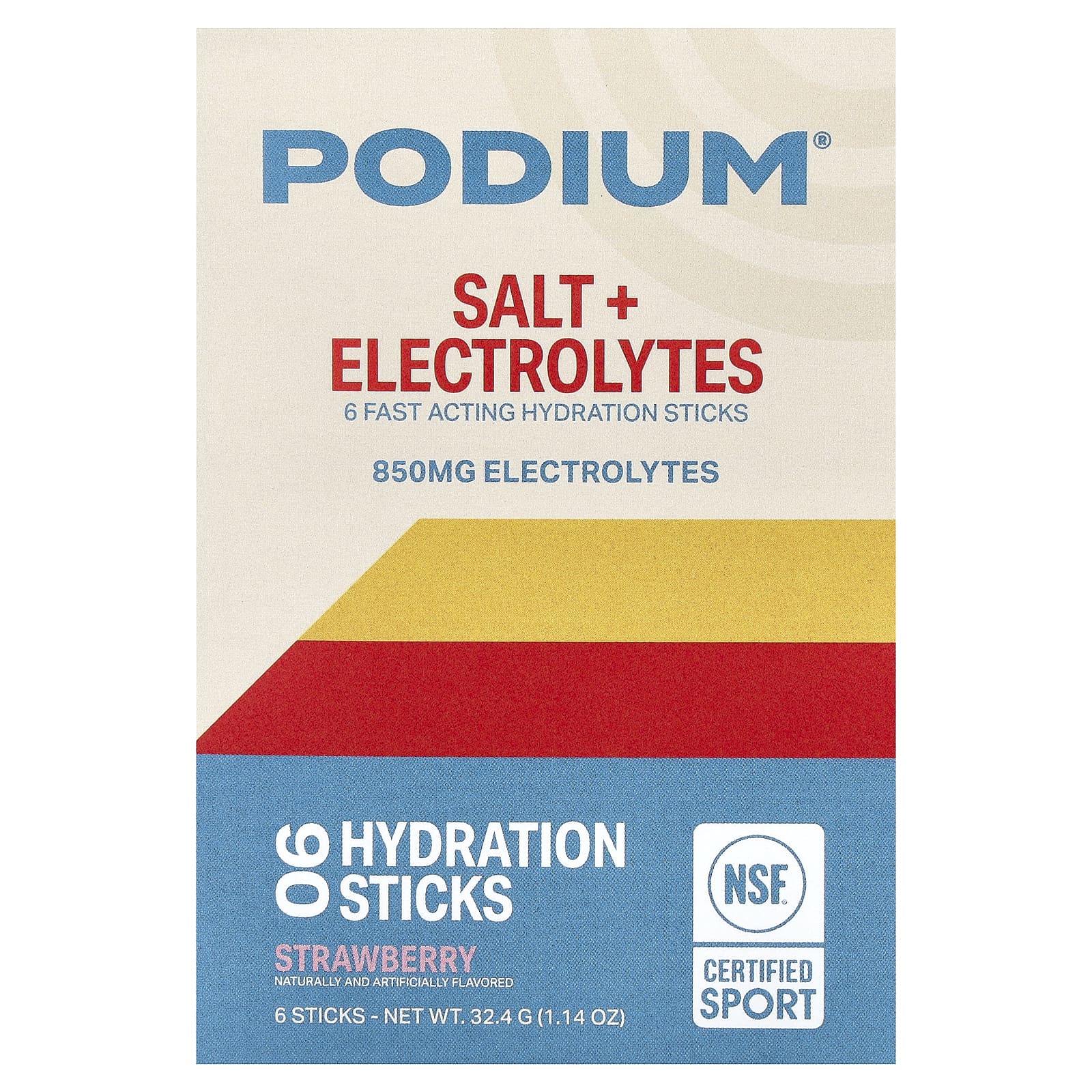 Podium Nutrition Salt + Electrolytes, Hydration Sticks – Strawberry – 5,4 g — Tunisie