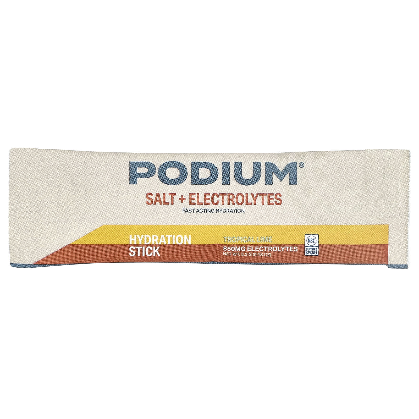 Podium Nutrition Salt + Electrolytes, Hydration Sticks – Tropical Lime – 5,3 g — étiquette 1