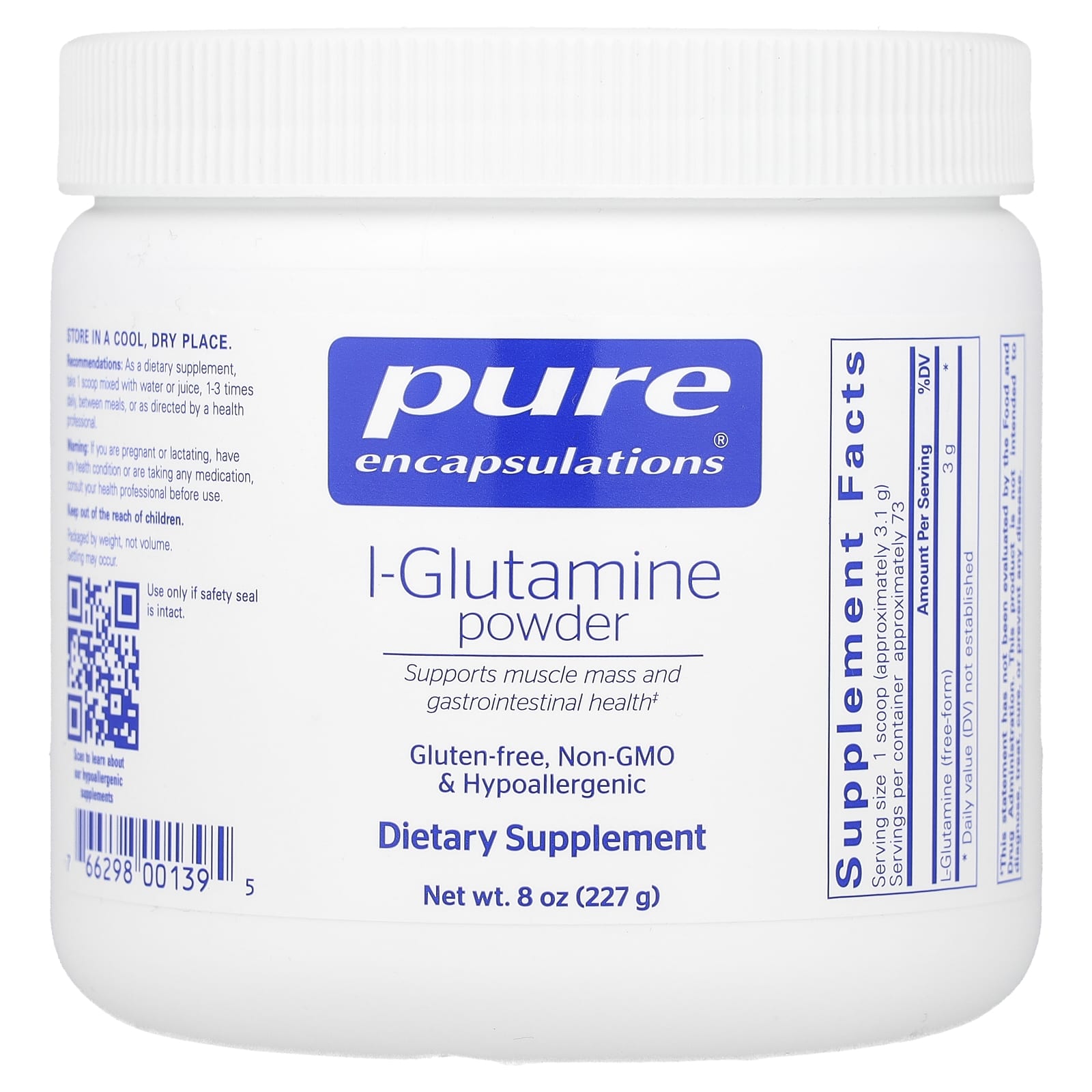 Pure Encapsulations L-Glutamine Powder – 227 g — Tunisie