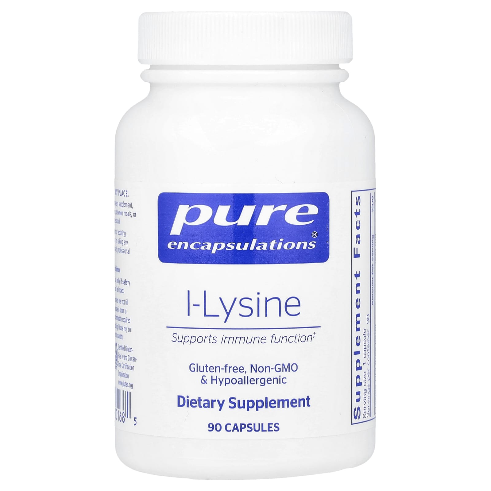 Pure Encapsulations L-Lysine – 90 gélules — Tunisie