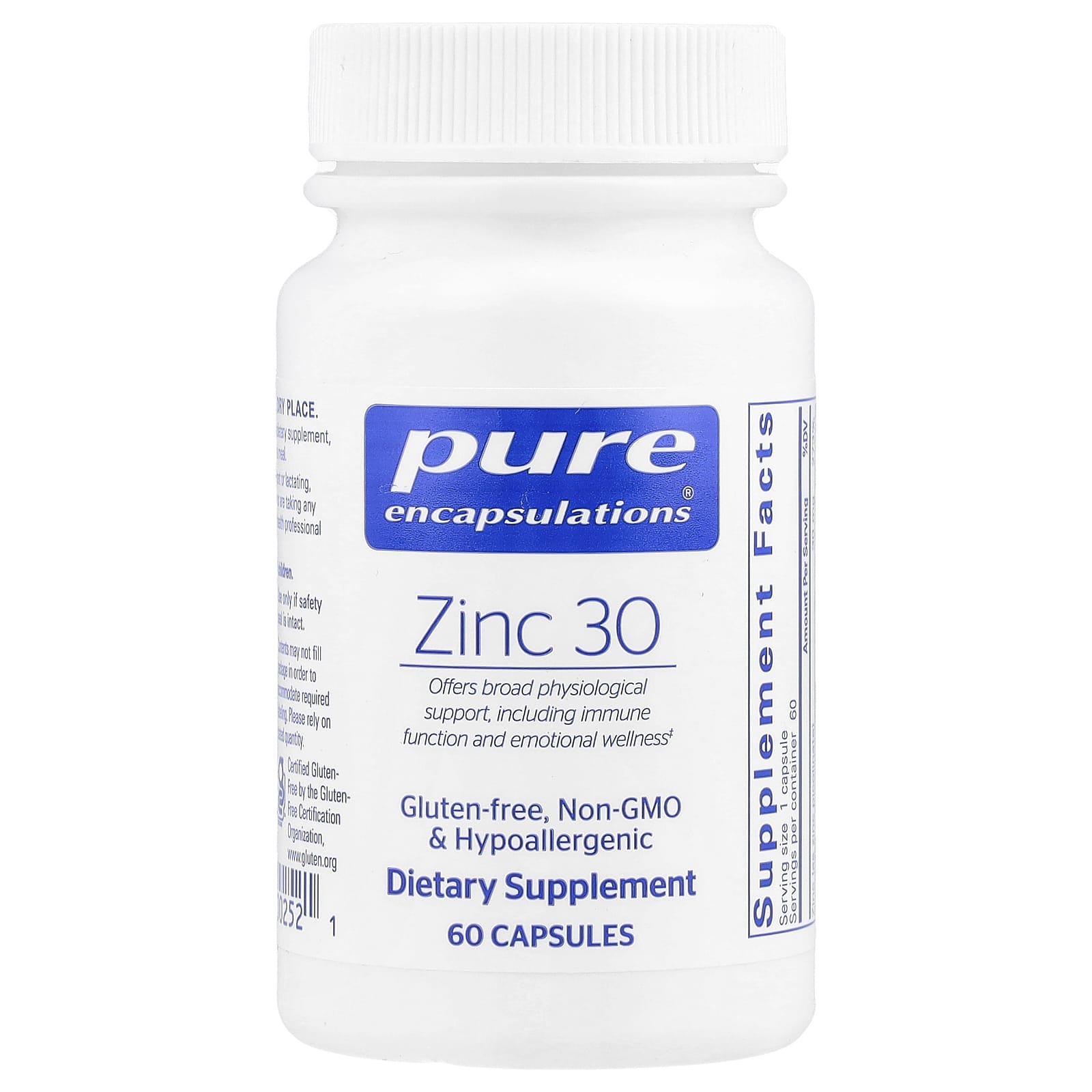 Pure Encapsulations Zinc 30 – 60 gélules — Tunisie