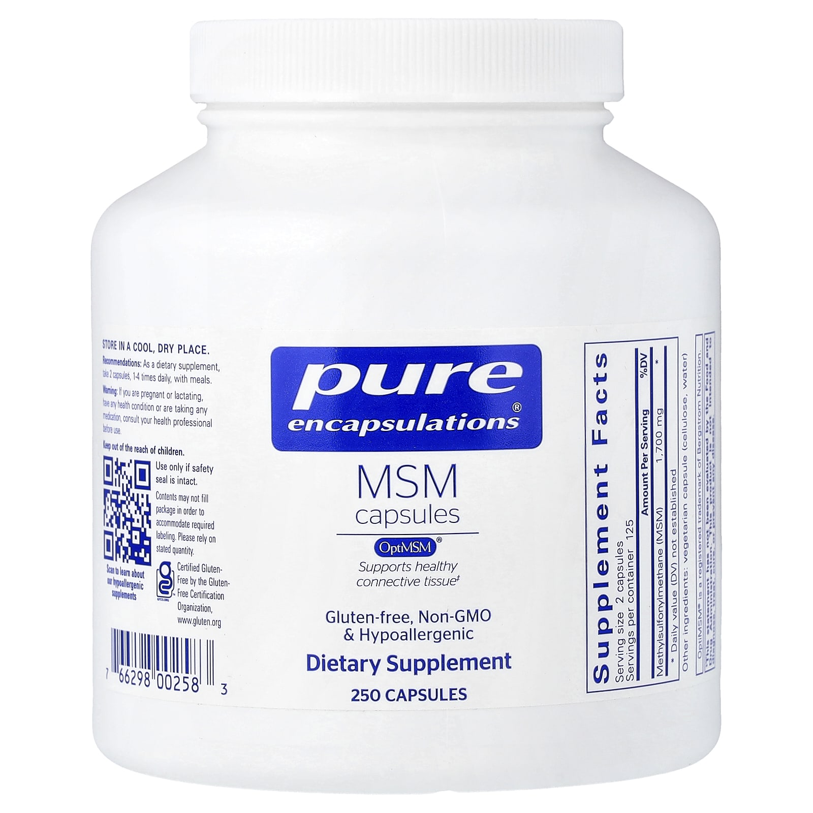 Pure Encapsulations MSM Capsules – 250 gélules — Tunisie