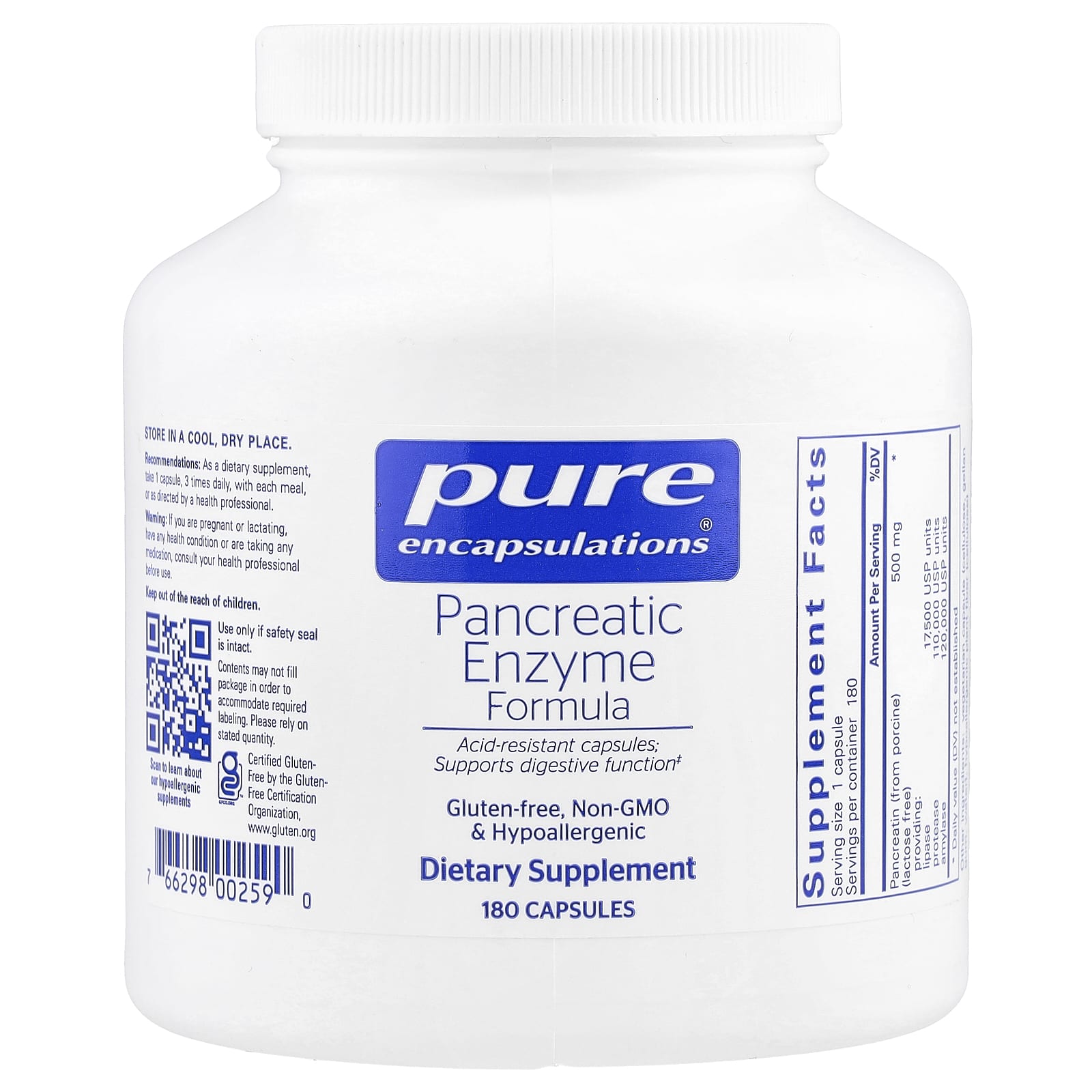 Pure Encapsulations Pancreatic Enzyme Formula – 180 gélules — Tunisie