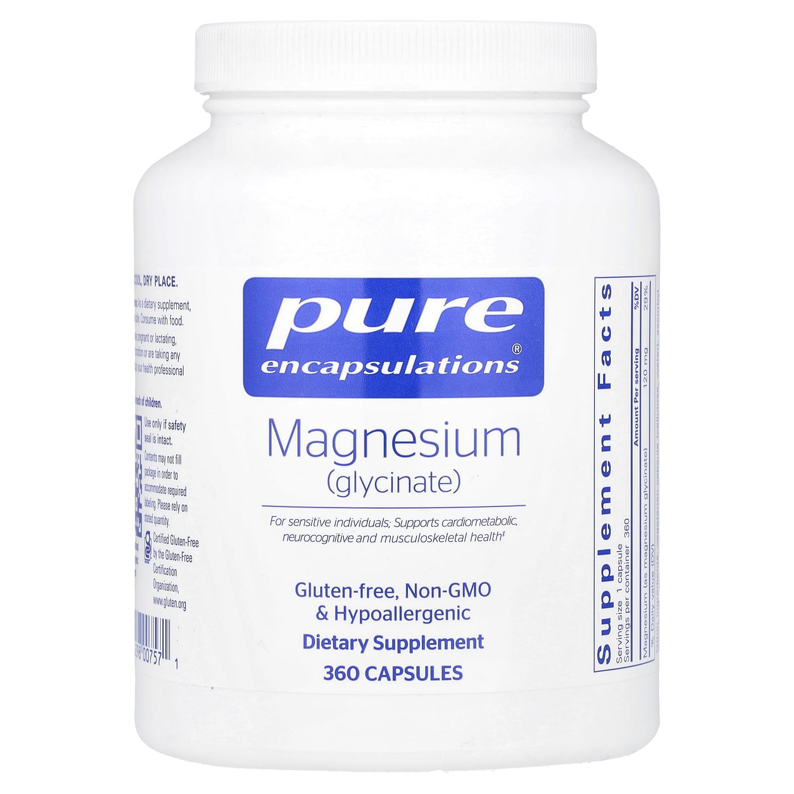 Pure Encapsulations Magnesium (Glycinate) – 360 gélules — Tunisie