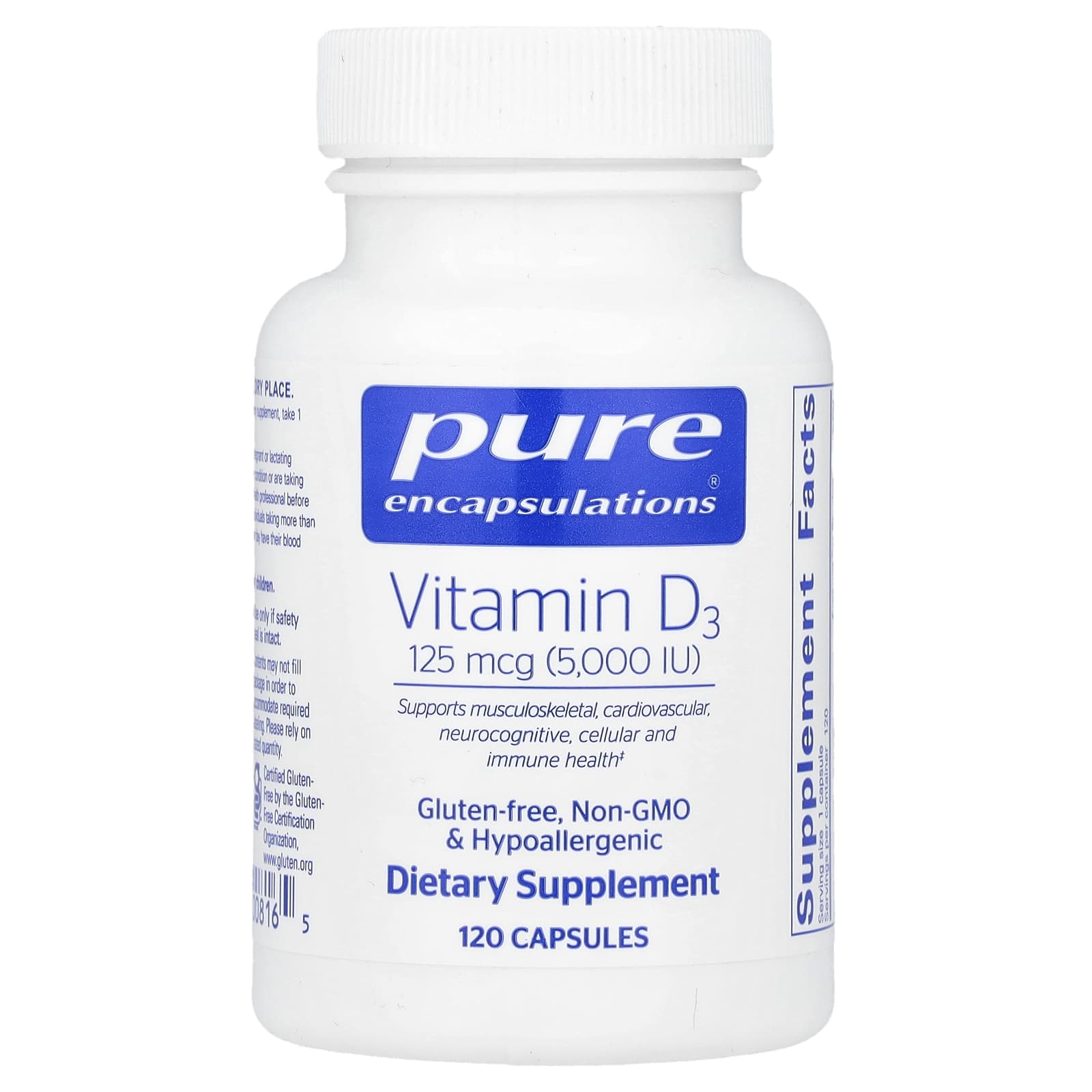 Pure Encapsulations Vitamin D3 – 125 µg – 120 gélules — Tunisie