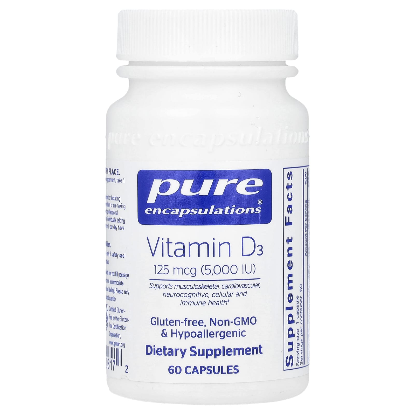 Pure Encapsulations Vitamin D3 – 60 gélules — Tunisie