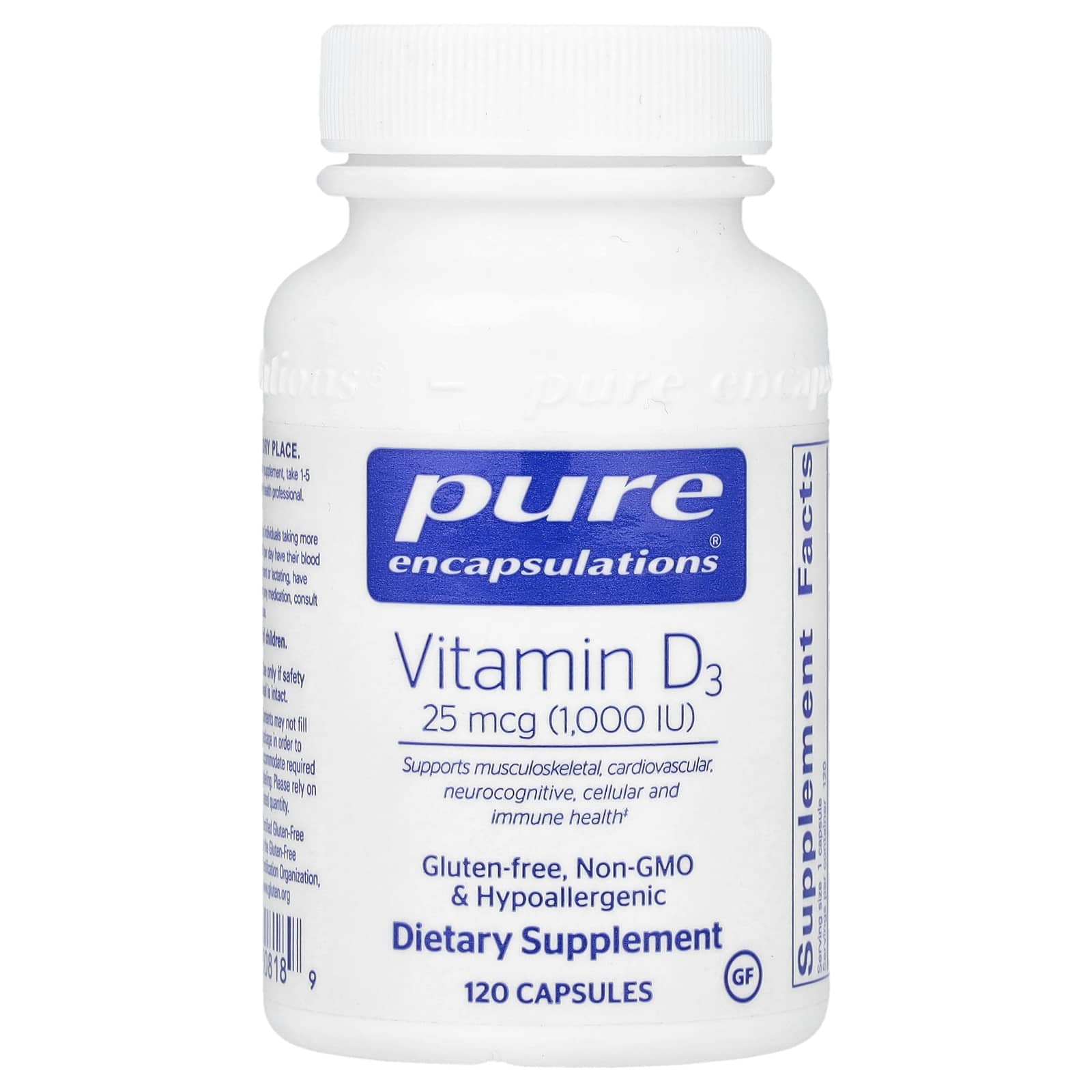 Pure Encapsulations Vitamin D3 – 25 µg – 120 gélules — Tunisie