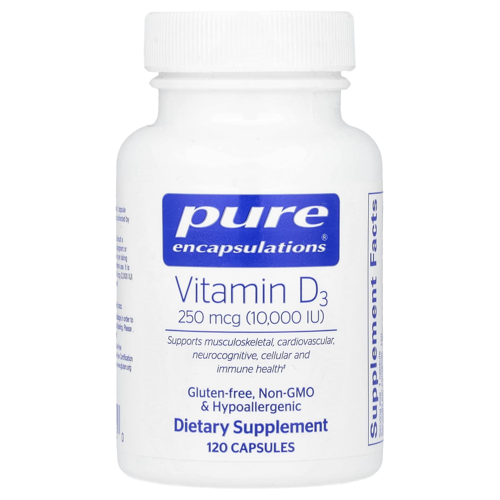 Pure Encapsulations Vitamin D3 – 250 µg – 120 gélules — Tunisie