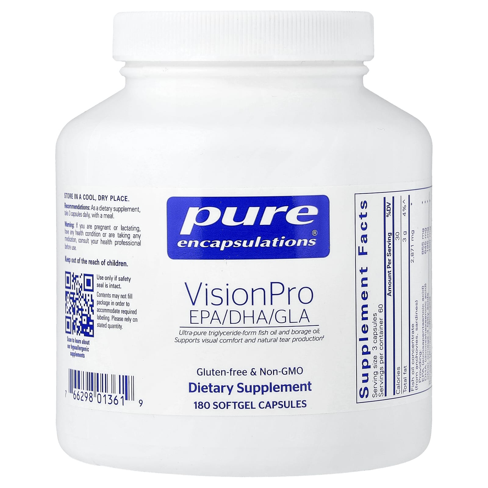 Pure Encapsulations VisionPro EPA/DHA/GLA – 180 capsules molles — Tunisie