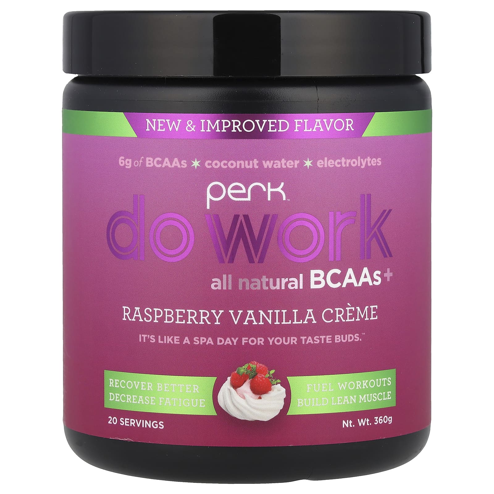 Perk Energy Do Work, All Natural BCAAs+ – Raspberry Vanilla Creme – 360 g — Tunisie