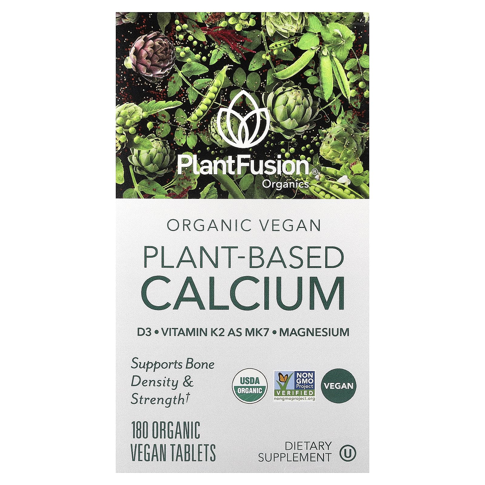 PlantFusion Organic Vegan Plant-Based Calcium, 180 Organic Vegan Tablets — Tunisie