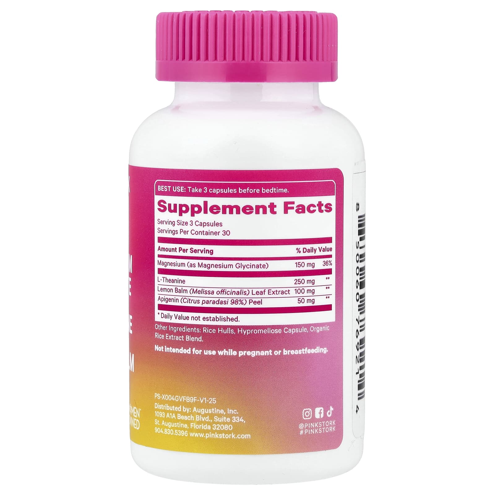 Pink Stork Magnesium Glycinate, L-Theanine – Lemon Balm – 90 gélules — photo 2 sur 2