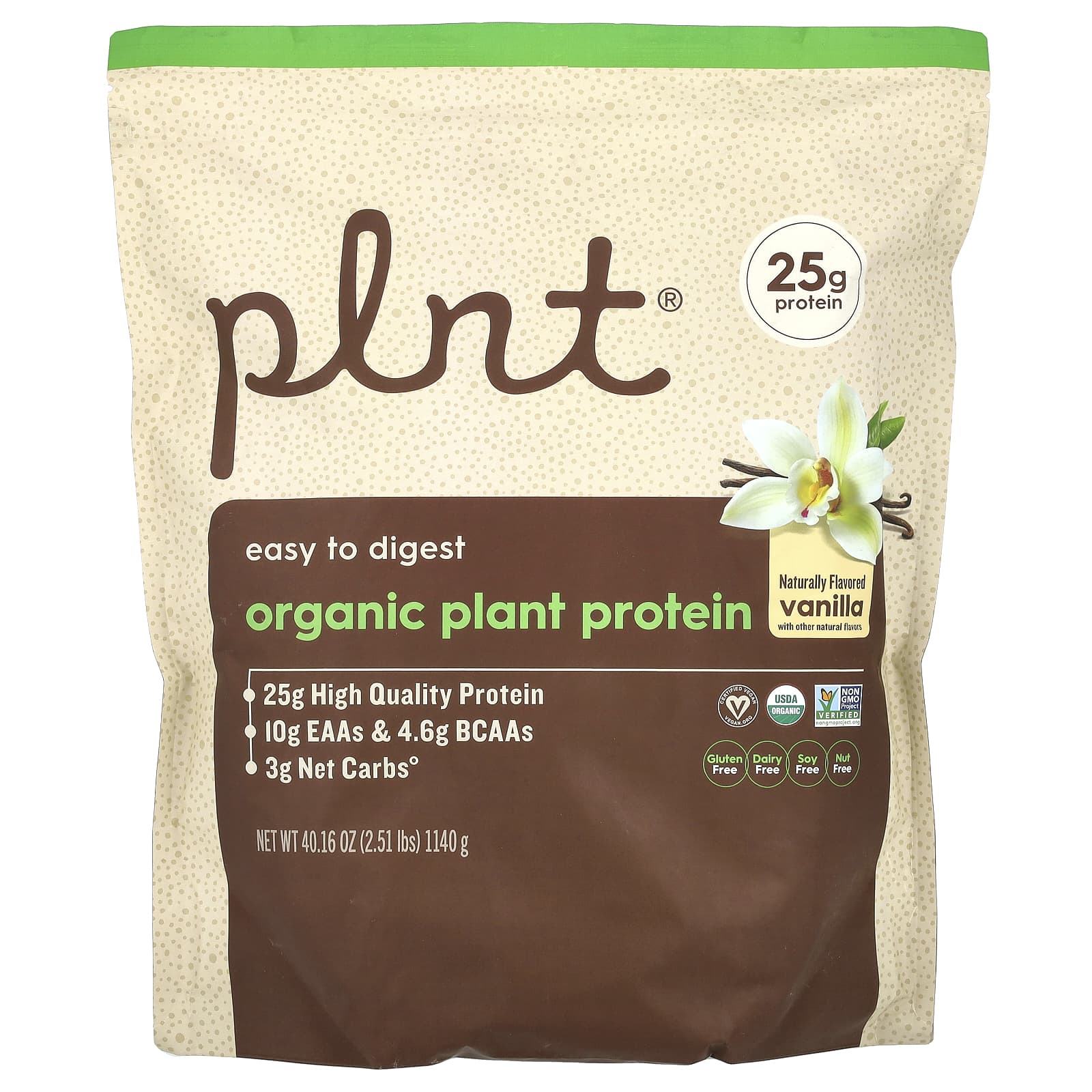 Plnt Organic Plant Protein – Vanilla – 1140 g — Tunisie