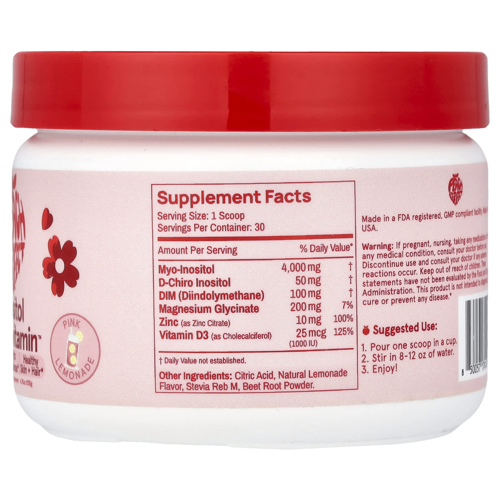 Peach Perfect Inositol Multivitamin – Pink Lemonade – 135 g — photo 2 sur 2