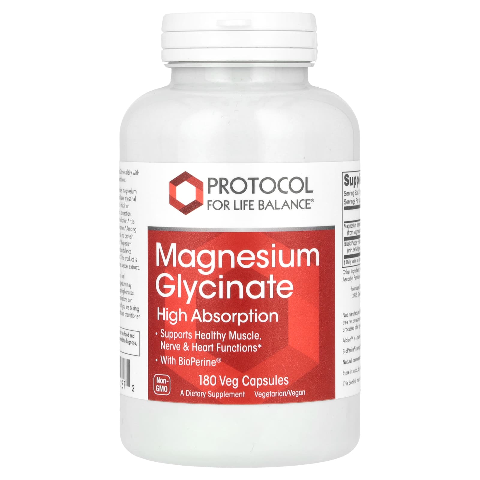 Protocol for Life Balance Magnesium Glycinate, High Absorption – 180 gélules végétales — Tunisie