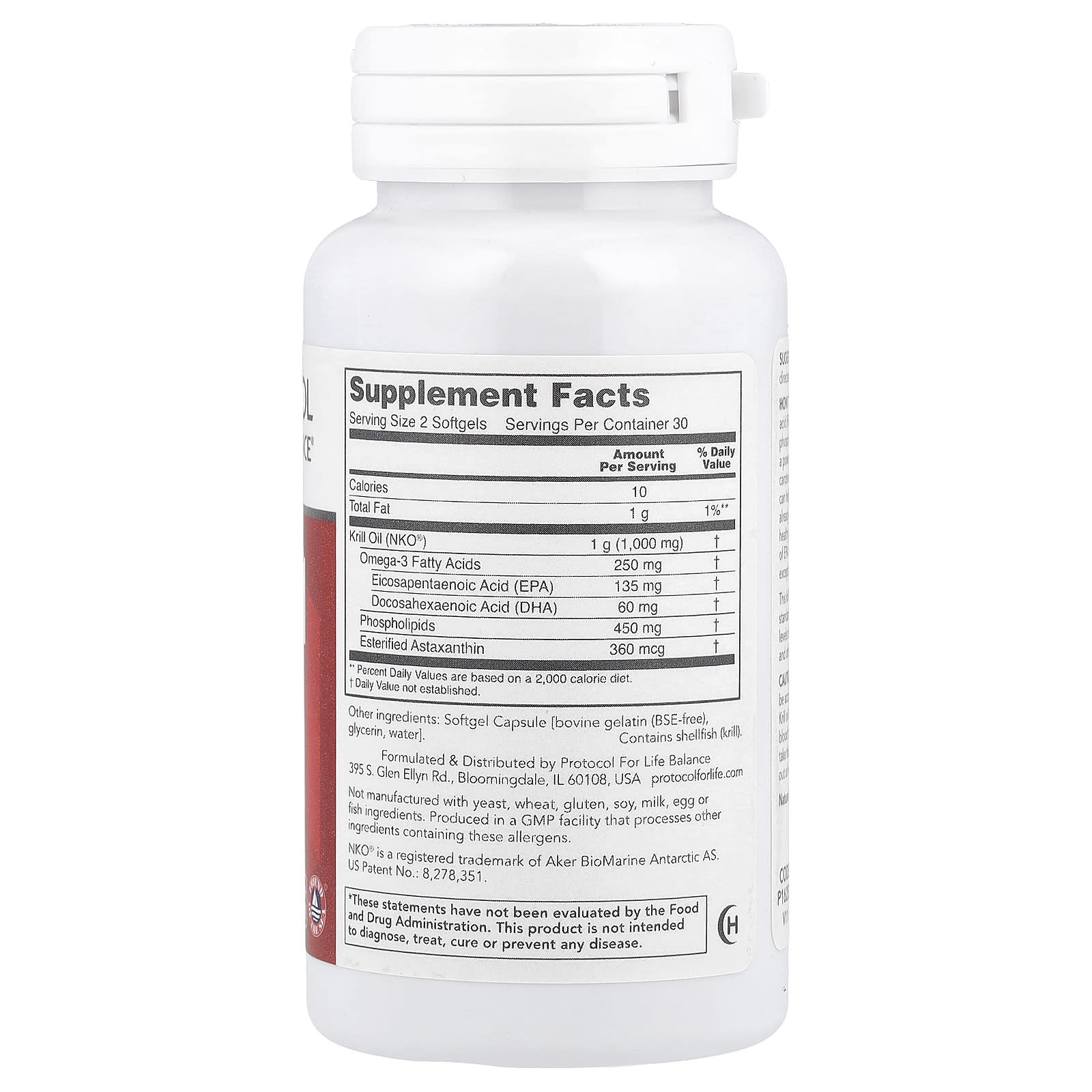 Protocol for Life Balance Krill Oil – 500 mg – 60 capsules molles — photo 2 sur 2